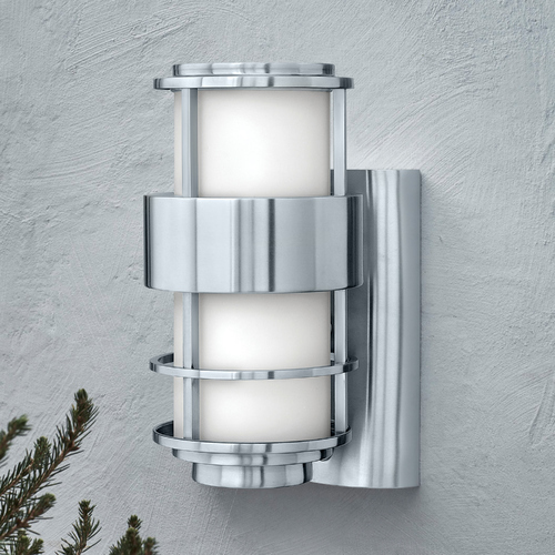 Hinkley Modern Outdoor Wall Light with White Glass in Stainless Steel Finish 1900SS