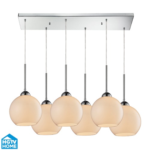 Elk Lighting Elk Lighting Cassandra Polished Chrome Multi-Light Pendant with Globe Shade 10240/6RC-WH