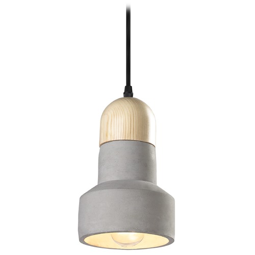 Matteo Lighting Industrial Concrete & Pine Mini Pendant by Matteo Lighting C53205CR