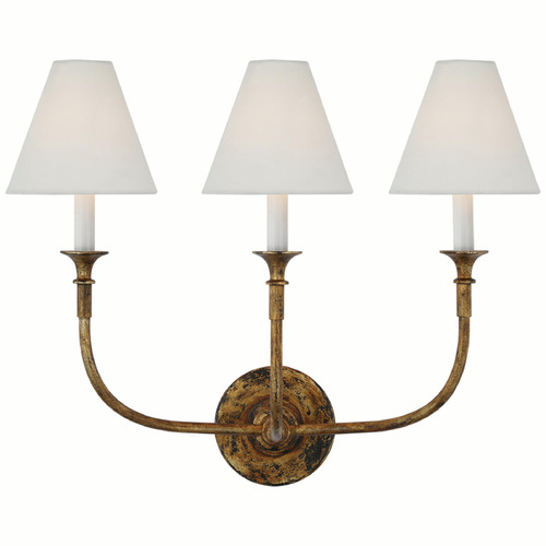 Visual Comfort Signature Collection Thomas OBrien Piaf Triple Sconce in Antique Gild by VC Signature TOB2452AGL