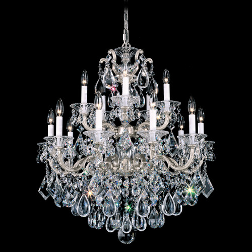 Schonbek Worldwide Lighting La Scala Antique Silver Crystal Chandelier