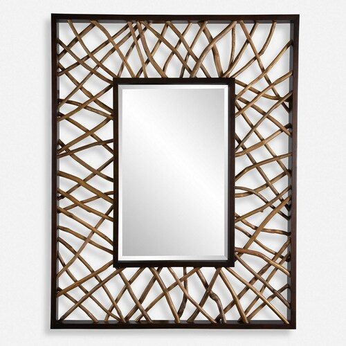 Teak Maze Rectangle 44-Inch Decorative Mirror