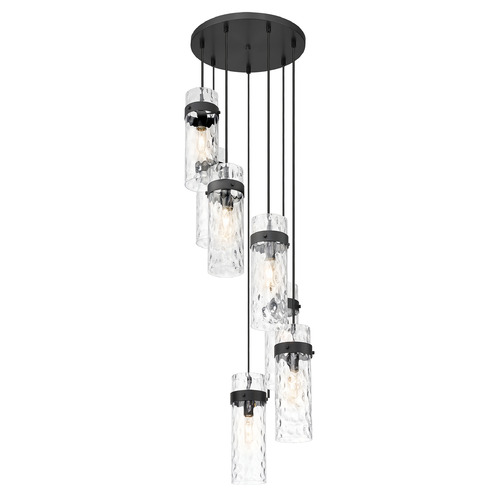 Z-Lite Fontaine Matte Black Multi-Light Pendant with Cylindrical Shade