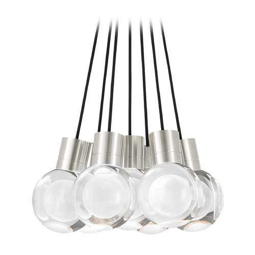 Mina LED Warm Dim 7-Light Chandelier in Nickel & Black by Visual Comfort Modern
