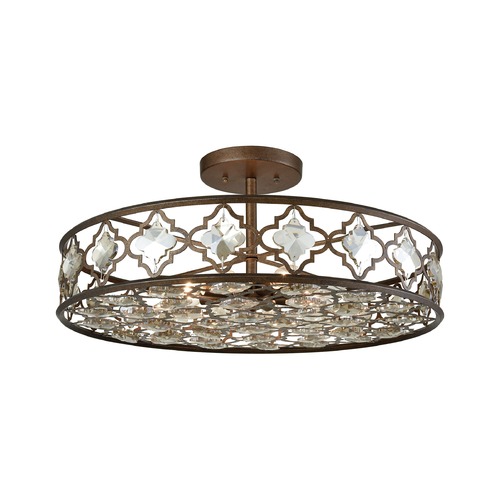 Crystal Bronze Semi Flushmount Lights