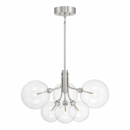 6-Light Chandelier in Brushed Nickel by Meridian