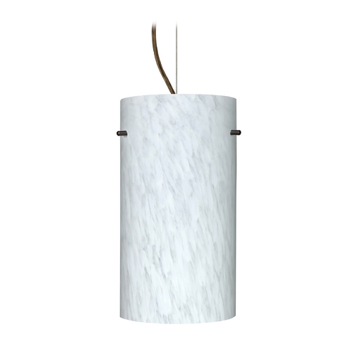 Modern Pendant Light White Glass Bronze by Besa Lighting