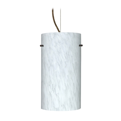 Besa Lighting Modern Pendant Light White Glass Bronze by Besa Lighting 1KX-412019-BR