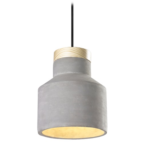 Matteo Lighting Industrial Concrete & Pine Pendant by Matteo Lighting C53207CR