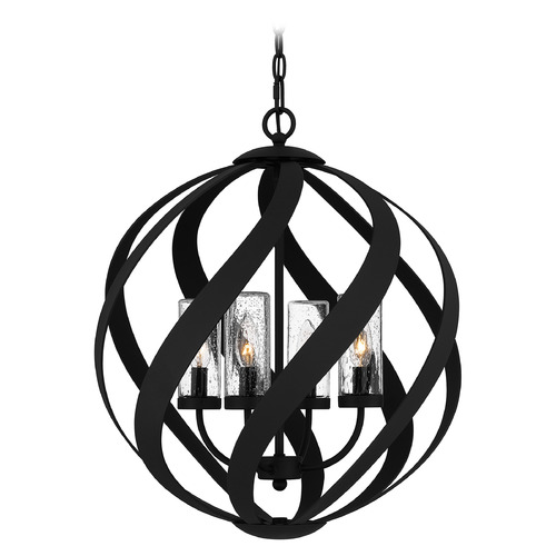 Quoizel Lighting Blacksmith Earth Black Pendant Light with Cylindrical Shade