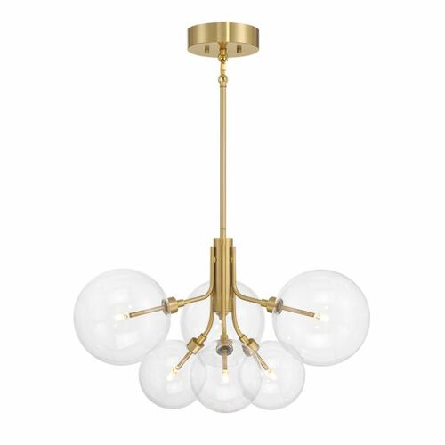 6-Light Chandelier in Natural Brass by Meridian