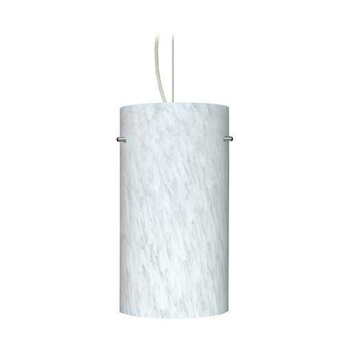 Besa Lighting Modern Pendant Light White Glass Satin Nickel by Besa Lighting 1KX-412019-SN