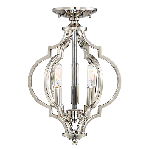 3-Light Convertible Semi-Flush Mount in Polished Nickel by Meridian