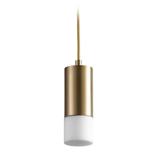 Magneta Small Glass LED Pendant in Aged Brass by Oxygen Lighting