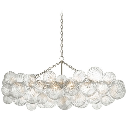 Visual Comfort Signature Collection Julie Neill Talia Linear Chandelier in Silver Leaf by Visual Comfort Signature JN5116BSLCG