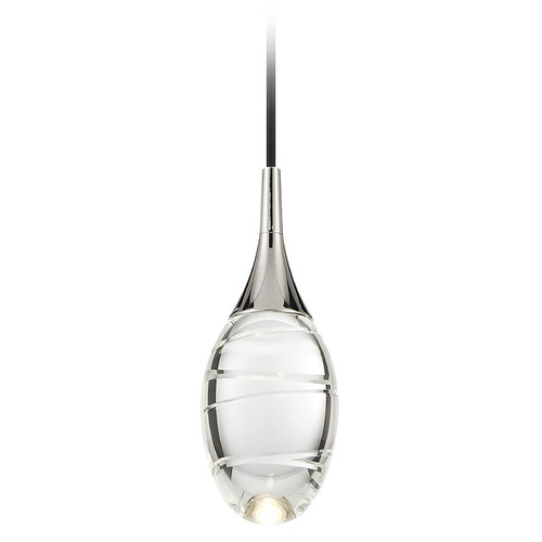 George Kovacs Hail Polished Nickel LED Mini-Pendant Light with Oval Shade