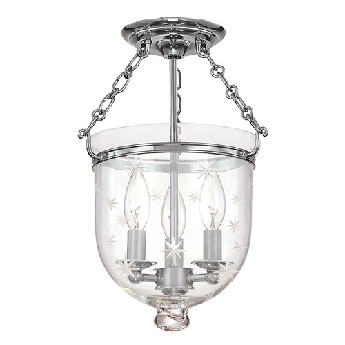 Hudson Valley Lighting Semi-Flushmount Light with Clear Glass in Polished Nickel Finish 251-PN-C3
