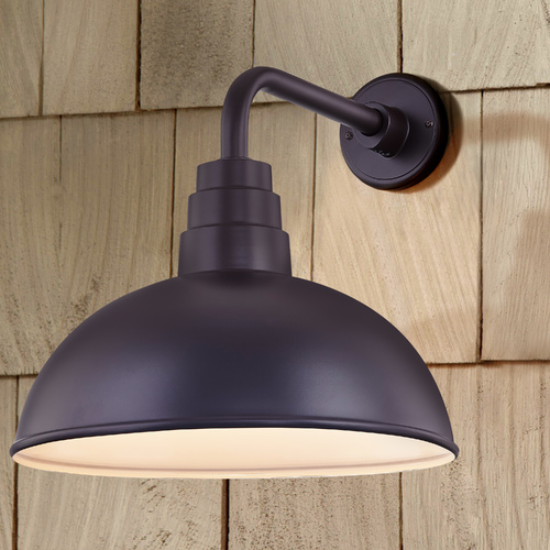 Bronze Gooseneck Barn Light with 16-Inch Dome Shade