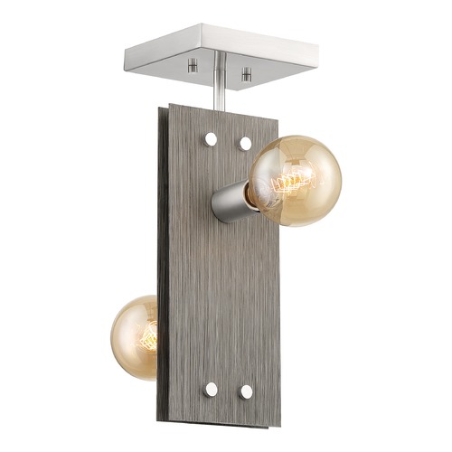 Stella Driftwood & Brushed Nickel Accents Semi-Flush Mount by Satco Lighting