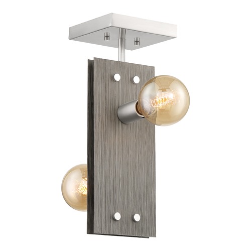 Satco Lighting Stella Driftwood & Brushed Nickel Accents Semi-Flush Mount by Satco Lighting 60/7221