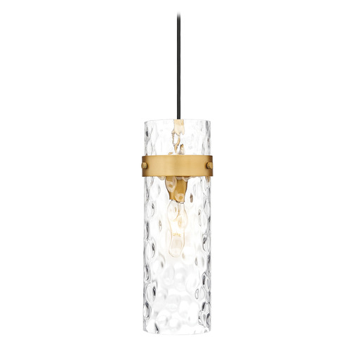 Z-Lite Fontaine Rubbed Brass Mini-Pendant Light with Cylindrical Shade