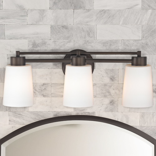Design Classics Lighting Modern Bathroom Light with White Glass in Bronze Finish 703-220 GL1027