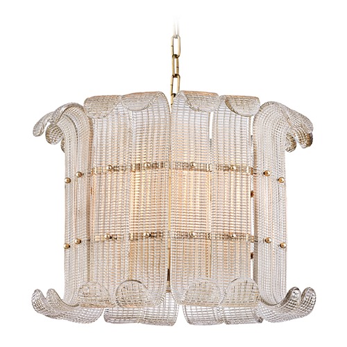 Hudson Valley Lighting Hudson Valley Lighting Brasher Aged Brass Pendant Light with Drum Shade 2908-AGB