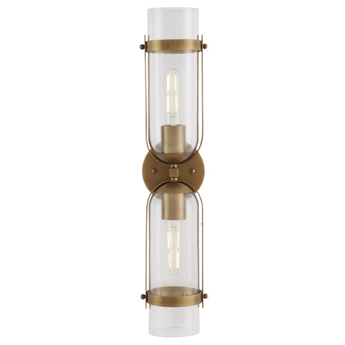 Currey and Company Ian Thornton Bonardi Antique Brass Vertical Bathroom Light