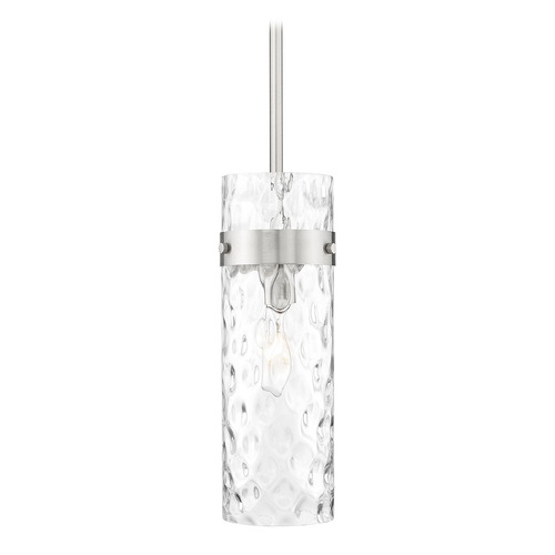 Z-Lite Fontaine Brushed Nickel Mini-Pendant Light with Cylindrical Shade