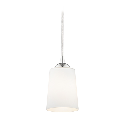 Chrome Mini-Pendant Light with Satin White Glass