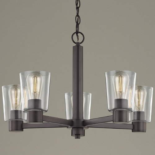 Clear Glass Chandelier Bronze 5-Lt