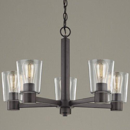 Design Classics Lighting Clear Glass Chandelier Bronze 5-Lt 2105-220 GL1027-CLR