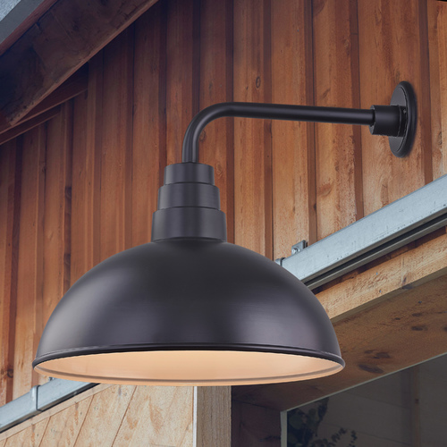 Recesso Lighting by Dolan Designs Black Gooseneck Barn Light with 18-Inch Dome Shade BL-ARMD3-BLK/BL-SH18D-BLK