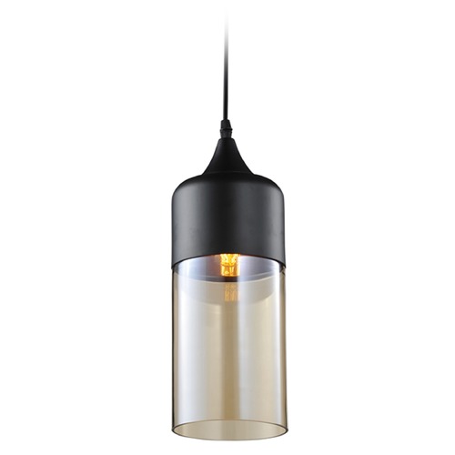 Avenue Lighting Robertson Blvd. Black Mini-Pendant Light with Cylindrical Shade