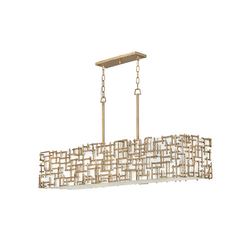 Farrah Linear Chandelier in Burnished Brass by Fredrick Ramond