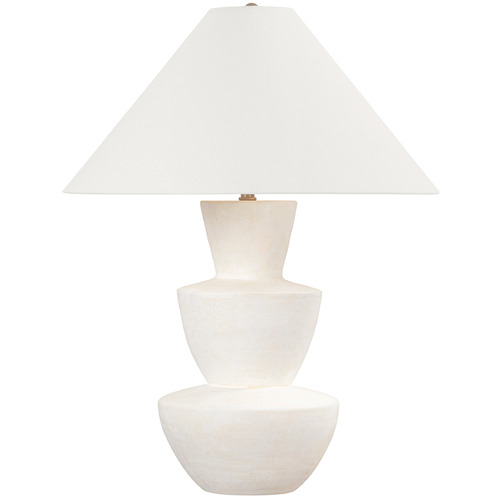 Troy Lighting Kamas Patina Brass & Ivory Texture Ceramic LED Table Lamp with Conical Shade