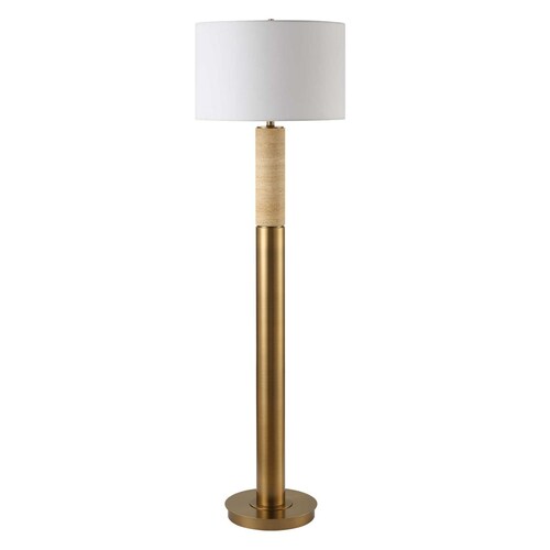 The Uttermost Company Knox Antique Brass Floor Lamp with Drum Shade
