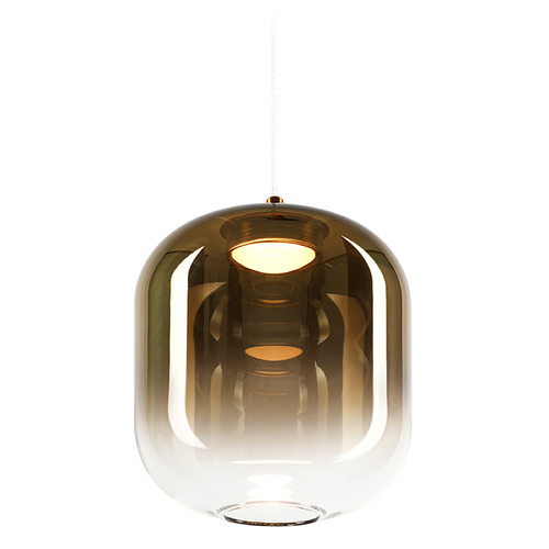 Matteo Lighting Refrax Aged Gold Brass LED Mini-Pendant Light with Cylindrical Shade