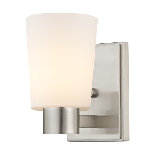Design Classics Lighting Satin White Glass Sconce Satin Nickel 2101-09 GL1027