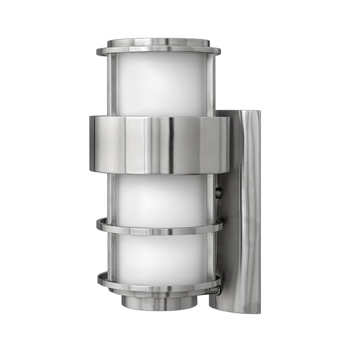 Modern Outdoor Wall Light with White Glass in Stainless Steel by Hinkley Lighting