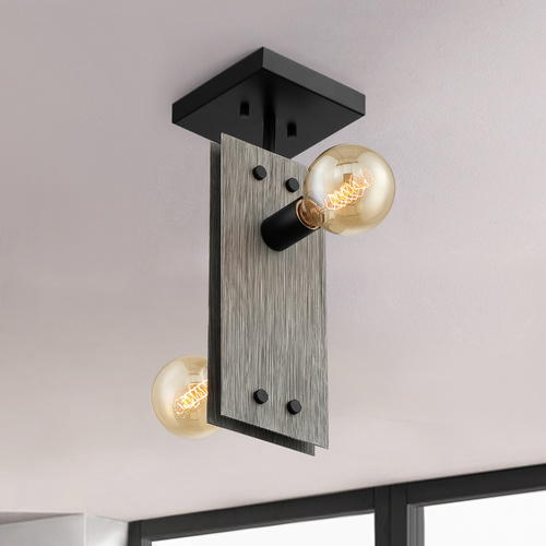 Stella Driftwood & Black Accents Semi-Flush Mount by Satco Lighting