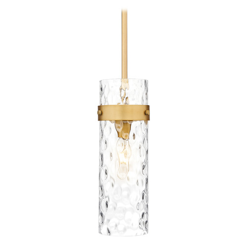 Z-Lite Fontaine Rubbed Brass Mini-Pendant Light with Cylindrical Shade
