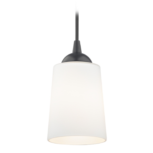 Black Mini-Pendant Light with Satin White Glass