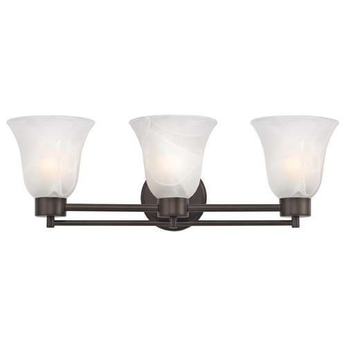 Design Classics Lighting Modern Bathroom Light with Alabaster Glass in Bronze Finish 703-220 GL9222-ALB