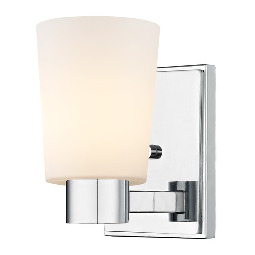 Satin White Glass Sconce Chrome