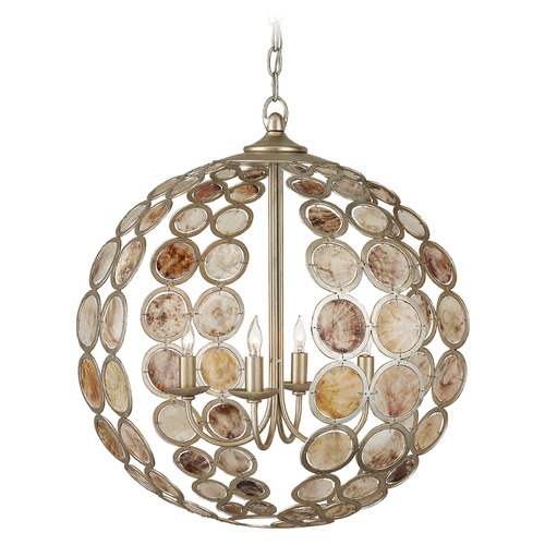 Currey and Company Lighting Tartufo 20.25-Inch Orb Chandelier in Silver Leaf by Currey & Company 9000-0935