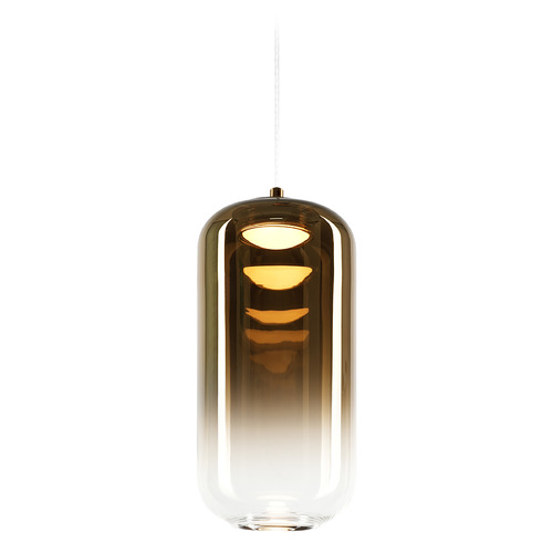 Matteo Lighting Refrax Aged Gold Brass LED Mini-Pendant Light with Cylindrical Shade