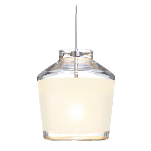 Besa Lighting Besa Lighting Pica Satin Nickel Mini-Pendant Light with Empire Shade 1XT-PIC6WH-SN