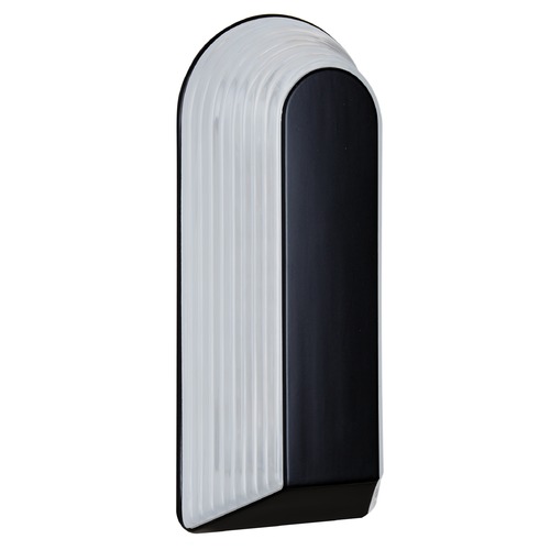 Frosted Ribbed Glass Outdoor Wall Light Black Costaluz by besa Lighting