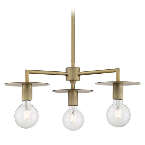 Bizet Vintage Brass Chandelier by Satco Lighting